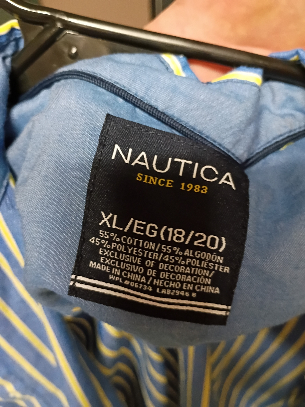 Nautica XL Blue & Yellow Striped Button-Up Shirt